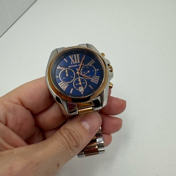 ππ Michael Kors ππ Bradshaw Gold Pink Navy Silver Watch - Gently Used! - Picture 11 of 13